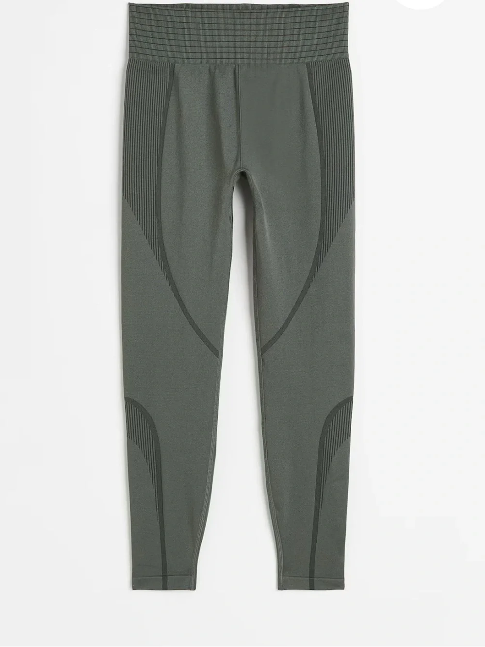 H&M Olive Green Ribbed High-Waisted Seamless Activewear Set Matching Set